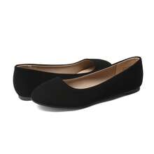 Women Flats Round Toe Comfortable Ballet Flats Simple Classic Commute Ballerina Style Shoes - màu đen - Xem 4