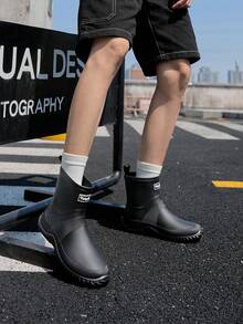 1 Pair Lightweight Tall Rain Boots, Soft Foldable Outdoor Hiking Long Waterproof Boots, Riding Boots, Ultra-Thin Rain Boots, Commuting Overshoes, Unisex - Black - View 4