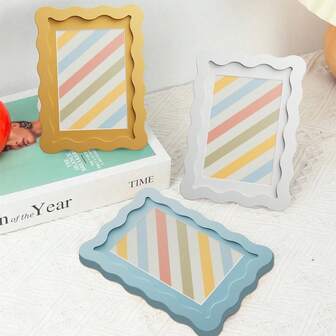 1 ชิ้น กรอบรูปกระดาษแข็งลายคลื่นสีรุ้ง ตกแต่งห้องนั่งเล่น ใช้เป็นของขวัญวันเกิด ของขวัญแต่งงาน ตกแต่งโต๊ะรามา ของขวัญอบอุ่นบ้าน อุปกรณ์จำเป็นหอพัก ตกแต่ง B&B (ไม่มีกระดาษรูป)