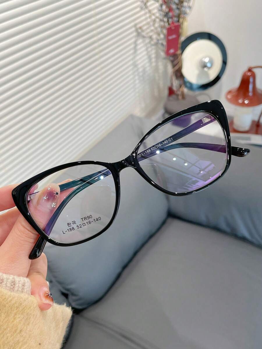 新款猫眼眼镜，韩国时尚ins TR超轻光学眼镜框零度数无度数眼镜女 - 同款多色 - 查看 1
