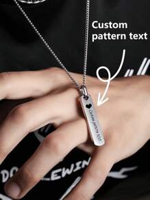 1 pieza Collar con fotografía de ojos personalizados de pareja, colgante con fotografía de ojos y nombre grabados con láser, collar de pareja con letras grabadas con láser, collar de hombre cuadrado de acero inoxidable con perla, regalo de pareja, regalo para el novio, regalo para la novia