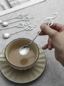 2pcs/5pcs Stainless Steel Creative Music Note Coffee Spoon,School Supplies - Silver - View 8