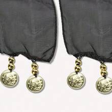 زي رقص البطن 1 قطعة سلسلة خصر، شريط خصر من الشبكة المعدنية ل- الملابس، شال خصر بالعملات الذهبية للرقص، بوهيمي الطراز - الأسود - مشاهدة 6