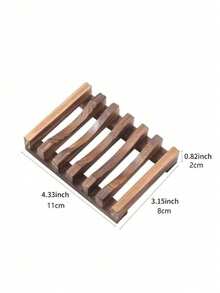1-2pcs Bamboo Wood Soap Dish Rack With Drainage Holes Design Home Bathroom Decor Summer - One Size - View 2