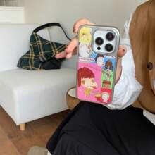 Funda de teléfono inteligente con borde plateado y rejilla de resina epoxi de colores compatible con Apple 16 Pro Max/ 15 Pro Max/ 14 Pro/ 13 Pro/ 13
