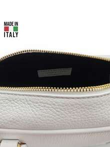 Bolso de hombro para mujer. Hecho en Italia. Elaborado con cuero genuino. Para viajes, viajes de negocios, vacaciones, trabajo, traslados, estilo de lujo ligero. Y2K. Retro, de moda, popular. Ligero. Versátil. Múltiples colores disponibles. - Blanco - Ver 4