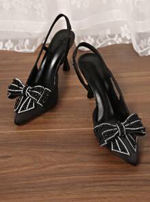 Fashionable Summer New Style Women's High Heels With Pearl Bow & Transparent Pointed Toe