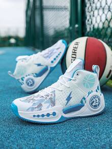 Men's Basketball Shoes, Sneakers, Running Shoes, Fashion Sports Shoes For All Seasons - White Blue - View 6