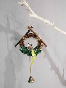 1 chiếc chuông gió trang trí hình chim, đồ trang trí treo tường bằng mây hiện đại dùng để trang trí nhà cửa, trang trí nhà cửa, trang trí phòng, trang trí tường - màu nâu - Xem 4