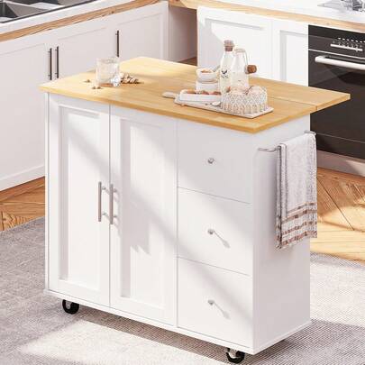 Kitchen Cabinets With Wheels And 3 Drawers Folding Island Table