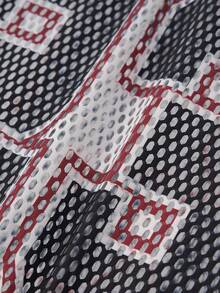 INFLATION 镂空网眼数码印花短款 T 恤 - 紅白色 - 查看 10