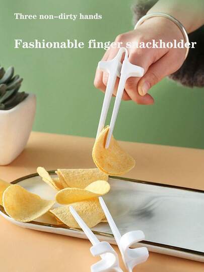 1 pieza/4 piezas Pinzas para aperitivos holgadas que no ensucian tus manos, palillos para dedos, pinzas antideslizantes para patatas fritas para jugar y comer aperitivos, adecuadas para hombres, mujeres, jóvenes y mayores para compartir aperitivos en casa o en fiestas