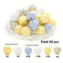 38pcs Silicone Bead Set, Assorted Shapes & Colors, DIY Craft Supply For Keychains, Bracelets, Phone Charms, Necklace Jewelry Making Accessories - Silicone Beads and Hexagonal Series - View 13