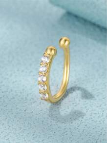 2 peças elegantes e luxuosas de cobre em forma de U com diamantes falsos, piercing de nariz falso multifuncional, adequado para mulheres, para uso diário e festivo, adequado para o Ramadã, acessório para todas as estações