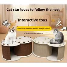 1PC Double Cat Flap Felt Cat Nest, Suitable For Hiding And Playing, Sleeping Round Cat Sweet Ring Tunnel Bed, Folding And Detachable Pet House, Suitable For Multiple Cats, Universal In All Seasons - Multicolor - View 8