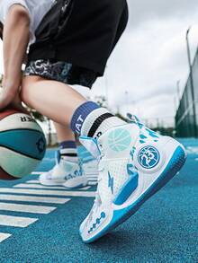 Men's Basketball Shoes, Sneakers, Running Shoes, Fashion Sports Shoes For All Seasons - White Blue - View 9