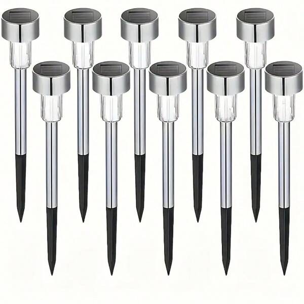 10 piezas Luces solares para paisaje y senderos, luces exteriores a prueba de agua, luces solares para jardín, aptas para caminos, patios, céspedes, entradas de coches, Navidad, Halloween, fiestas, barbacoas, IP44