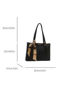 This Fashionable And Minimalist Solid Color Letter Print Shoulder Tote Bag Comes With A Scarf, Suitable For Shopping, Carrying Wallets, And Casual Outings, Especially Suitable For Young Women, College Students, Young Professionals, And White-Collar Workers. It Is Also Very Suitable For Office, University, Work, Business, Commuting, Outdoor Activities, Travel And Hiking Occasions.
