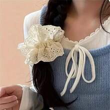 Lot de 1 ou 2 chouchous en dentelle – Élastique à cheveux en tissu doux à motifs floraux, accessoire à la mode pour queues de cheval et bandeaux, bordure en dentelle élégante et polyvalente, idéal pour le printemps, l'été, l'automne et l'hiver. - Noir - Voir 3