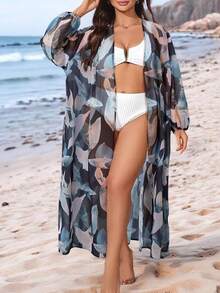 Plus Size Kimono Cover Up Summer Beach Vacation Casual Holiday Women Tops - Multicolor - View 3