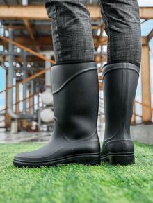 1 Pair Men's Mid-Calf Waterproof PVC Rain Boots, Durable For Beach, Water Activities, Rainy Days