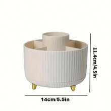 1 Rotatable Makeup Box Storage Box, Rotating Dust,Proof Makeup Brush Storage Box, Dresing Table Desktop Pen Holder Storage Box White, Gift For Valentine's Day