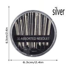 30pcs Golden Tail Hand Sewing Needles With Black Storage Case, Sewing Kit For Clothes And Home - Gold - View 5