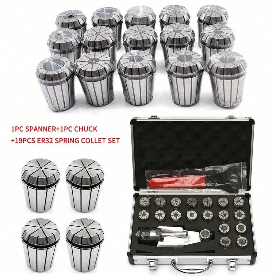 kangten 21pcs Mt2 Er32 M10 Collets Set Clamps Cnc Tool Collet Chuck Mk2 For Milling Tool - Silver - View 1