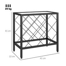 HOMCOM Portabottiglie Vino per 10 Bottiglie Totali con Piano d'Appoggio in Vetro Temperato, Cantinetta Portabottiglie in Acciaio, per Cucina, Dispensa, Cantina e Bar, 41x22x41 cm, Nero - Schwarz - Übersicht 3