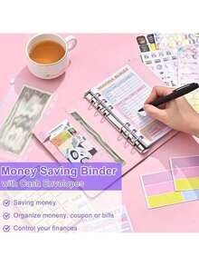 1 Set Mandala Binder Cover A6 Ring Binder Planner With Cash Budget, 8 Zipper Pockets, 12 Budget Cards, 12 Monthly Budget Cards, 6 Stickers - Multicolor - View 3