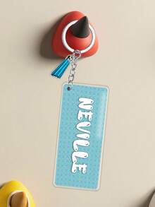 1/2Pcs Personalized Text Keychain Gift, Custom Name Keychains With Tassels, Customized Key Chain, Customizable Acrylic Keyring, 7x3cm, Blue/Pink/Purple, Suitable For Party Gifts, Valentine's Day Gifts, Father's Day Gifts, Mother's Day Gifts, Gifts For Best Friends
