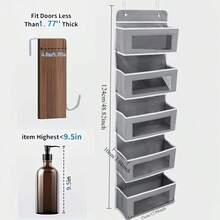 Organizador de almacenamiento colgante de 5 estantes - Detrás de la puerta, anti-inclinación, 5 bolsillos de gran capacidad, adecuado para dormitorio, baño - 2 rejillas beige - Ver 6