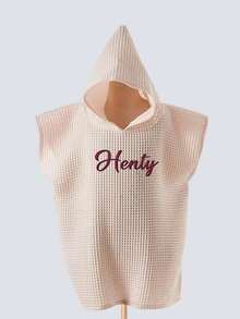 Personalized Toddler Hooded Towel Cape (1-3 Years) | Custom Name Embroidery | Soft Waffle Weave | Quick-Dry Swim & Bath Cover | Daycare Essential - Multicolor - View 10
