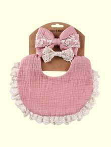 Personalized Baby Gift Set - Embroidered Letter Bibs & Lace Headbands | Newborn Gift Box | Fashionable, Cute, Practical, Spring New Arrival - Multicolor - View 8