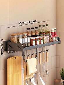 Wielofunkcyjny kuchenny organizer, ścienny stojak na przyprawy, półka do przechowywania przyborów kuchennych, uniwersalny stojak do przechowywania butelek i słoików, odpowiedni do kuchni, łazienki, balkonu, wykonany ze stopu aluminium odpornego na rdzę, oszczędzający miejsce, montaż bez wiercenia - Wielokolorowe - Zobacz 13