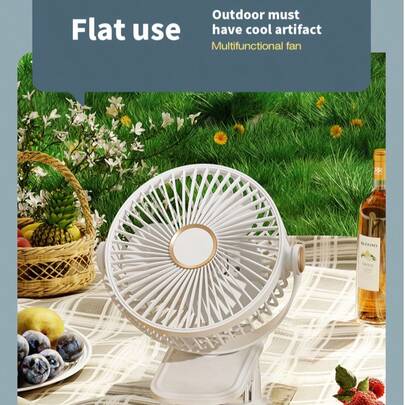 800mAh Büyük Pil Kapasitesi, Süper Uzun Ömürlü, Ev ve Ofis Kullanımı İçin Işıklı USB Şarj Edilebilir Masaüstü Mini Klipsli Vantilatör