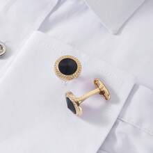 1 Pair Fashionable Minimalist Business Style Stainless Steel Round Cuff Links, Suits Wedding Party Groom And Groomsmen Shirt, Great Gift For Father's Day And Wedding Season