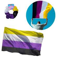 Picky Accessories Bandera No Binario Pride Orgullo Gay Grande Lgb - Blanco - Ver 1