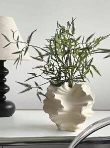 1pc White Ceramic Vase Flower Vase For Pampas Grass, Modern Large Coral Vase For Home Decor, Nordic Boho Vase For Centerpieces, Wedding, Dinner Table, Living Room