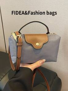 New Fashionable Solid Color Minimalist PU Bucket Bag, Stylish Simple High-End Handbag, Suitable For Work, Shopping, Dating, Versatile - Grey - View 6