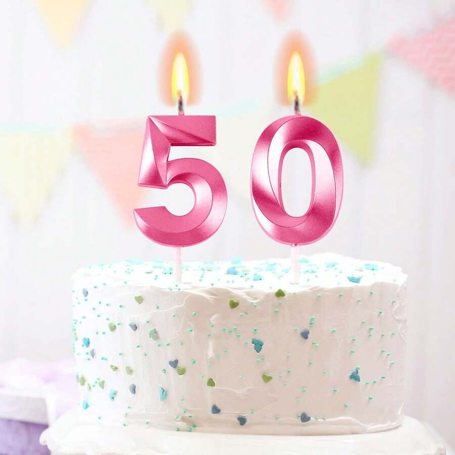 Pink Number Candles 0-9 Years Old, Birthday Cake Candles, Party Decorations