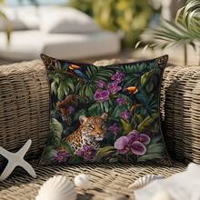 MEMNUN 1 pièce Housse de coussin en polyester imprimé tropical avec toucan bleu et léopard de 17,7*17,7 po (45*45 cm)/19,69*19,69 po (50*50 cm)/15,75*15,75 po (40*40 cm) [Impression unilatérale] Décoration d'intérieur [Insert de coussin non inclus], Convient pour un usage quotidien, Décoration minimaliste haut de gamme pour le salon, le canapé, la chambre à coucher, l'appuie-tête de voiture - Multicolore - Voir 10