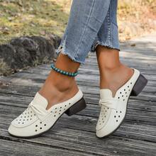 Women High Heel Breathable Closed Toe Sandals - White - View 2