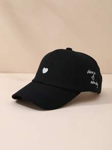 Women's Baseball Cap With Heart Embroidery, Ponytail Hole, Half-Dome Crown, Versatile Sun Hat For Summer - Multicolor - View 8
