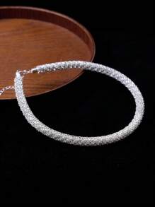 1pc Elegant Luxury Rhinestone Clavicle Chain Necklace, Glamour High-End Alluring European-American Sparkling Necklace, Suitable For Weddings, Parties, Daily Wear, Gift For Girlfriend, Wife, Mother