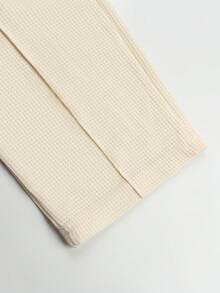 2pcs/Set Plus Size Men's Jacquard Zip Up Casual Sports Solid Color Long Sleeve Jacket & Pants Outfit, Suitable For Spring - Beige - View 11