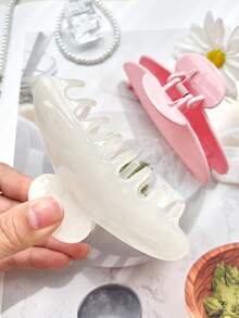 2pcs Jelly Shiny Sweet Pink & White Minimalist Elegant Semi-Circular Hair Claw Clips, Suitable For Spring/Summer Hair Jaw Clip Hair Clamps Hair Clutch Hair Catcher Clip, Casual Fall Winter Hair Clip Hair Accessories For Women For Vacation Outfits Woman - Multicolor - View 2