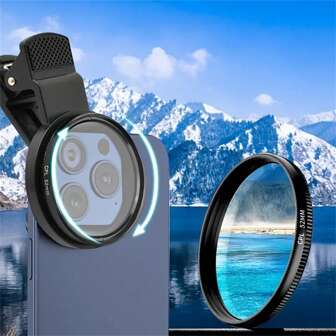 1pc Universele anti-reflectie CPL polarisatiefilter voor smartphones en DSLR-camera's, compatibel met verschillende apparaten, geen batterij nodig, vermindering van schittering