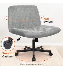 Ergonomic Office Chair Cross-Legs With Wheels - Grey - View 6