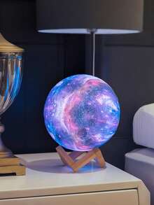 Lampada a forma di luna da 12cm, lampada d''atmosfera creativa per comodino, globo lunare in legno con 7 colori cangianti per camera da letto, decorazione per la casa, luce notturna LED, regalo di compleanno per ragazzi e ragazze, disponibile in 8cm/10cm/14cm/giallo/7 colori